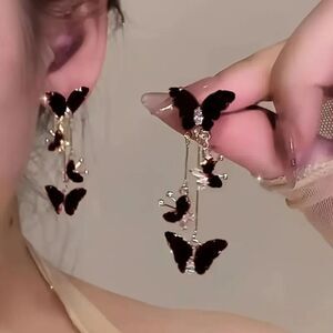 NIB - Dangling Black & Gold Butterfly Earrings